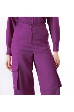 pantaloni wide con tasconi fuxia