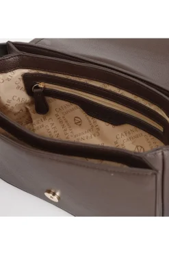 pattina con charm grande fiore in tessuto, manico con fibbia regolare t.moro