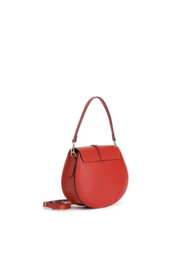 pattina tonda in pelle rosso