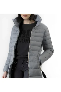 piumino lungo con collo avvolgente polvere