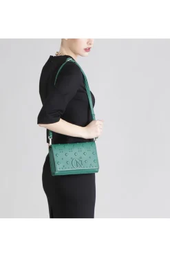 pochette con decorazioni a rilievo verde