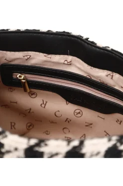 pochette di piccole dimensioni in lana stampata pied de poule