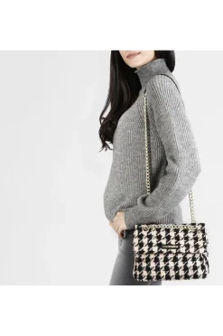 pochette di piccole dimensioni in lana stampata pied de poule