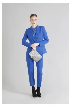 pochette glitterata con borchie esagonali argento