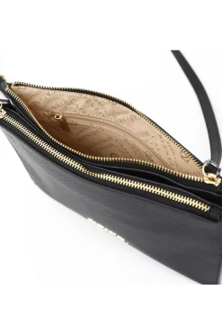 pochette in saffiano con tiralampo con letterine personalizzate nero