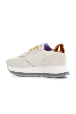 running da donna in pelle scamosciata beige