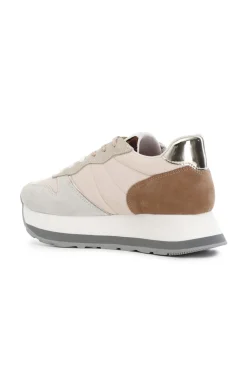 running da donna in pelle scamosciata e tessuto multi maculato