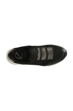 running slip-on da donna con elastici e strass nero