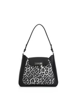 sacca con stampa maculata maculato/nero