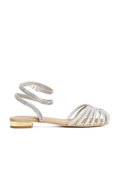 sandali a gabbia in pelle con strass platino