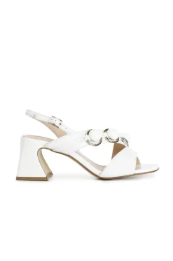 sandali asimmetrici in pelle bianco