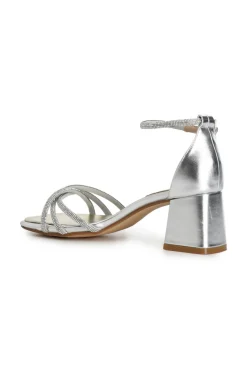 sandali chiusi dietro con strass argento