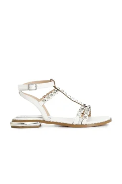 sandali con borchie sfaccettate bianco