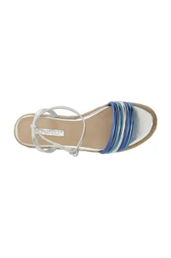 sandali con mignon imbottiti su zeppa blu