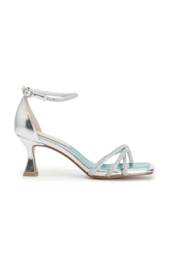 sandali con strass argento