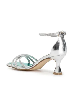 sandali con strass argento