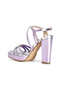 sandali  con strass lilla