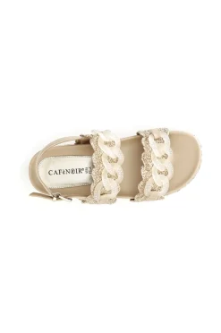 sandali doppia fascia con accessorio cuoio