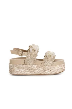 sandali doppia fascia con accessorio cuoio