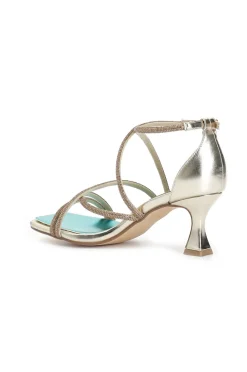 sandali doppio incrocio con strass platino