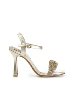 sandali doppio nodo con strass platino