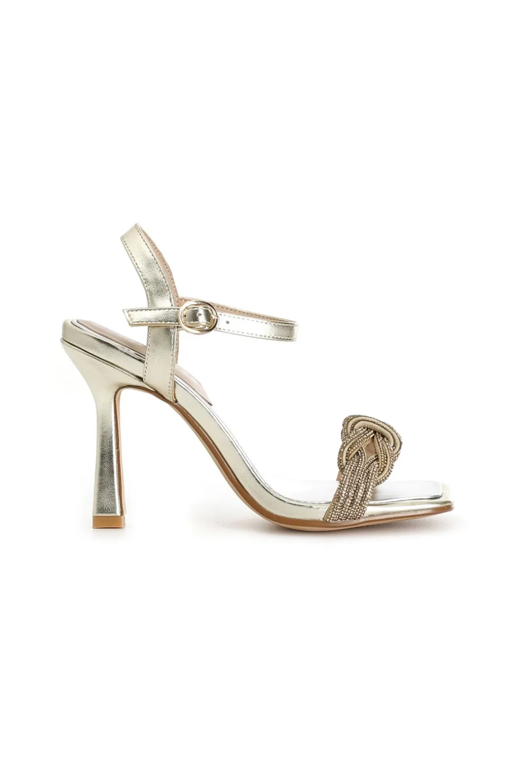 sandali doppio nodo con strass platino