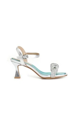 sandali doppio nodo con strass argento