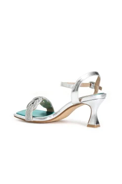 sandali doppio nodo con strass argento