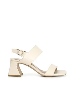 sandali due fasce in pelle burro