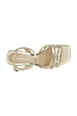 sandali effetto laminato a gabbia platino