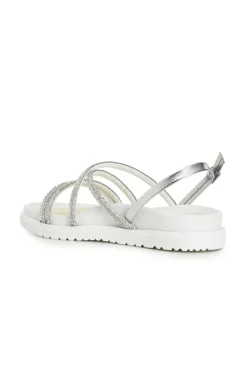 sandali fasce con strass argento