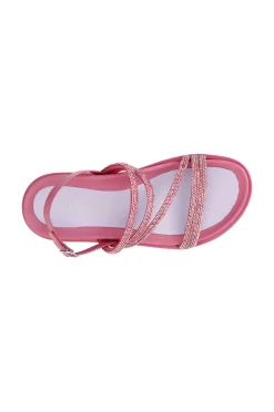 sandali fasce con strass fuxia