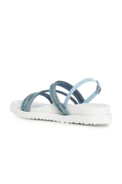 sandali fasce con strass celeste