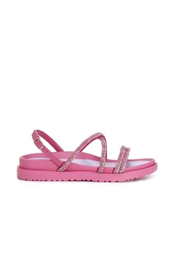 sandali fasce con strass fuxia