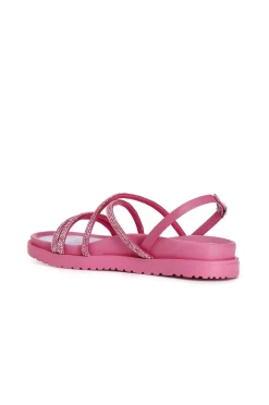 sandali fasce con strass fuxia