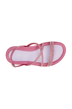 sandali fasce con strass fuxia