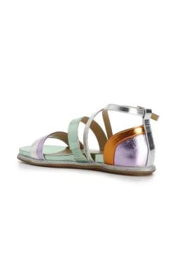 sandali fasce in laminato sintetico con toppone chiuso multi verde