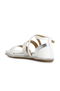 sandali fasce in laminato sintetico con toppone chiuso multi argento