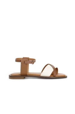 sandali fascia in pelle multicolor multi panna