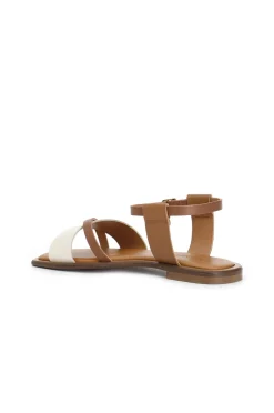 sandali fascia in pelle multicolor multi panna