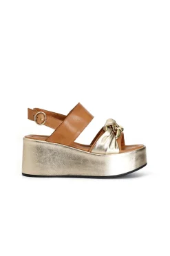 sandali frate in pelle con catena multi platino