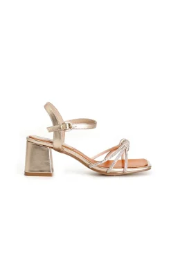 sandali gilda con nodo e strass cipria