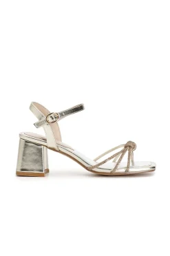 sandali gilda con nodo e strass platino