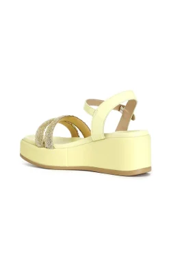 sandali gilda con zeppa e doppia fascia con strass giallo