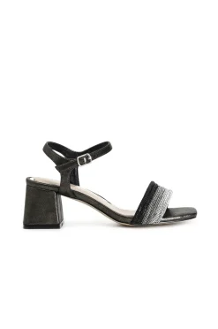 sandali gilda effetto laminato con fasce strass davanti nero