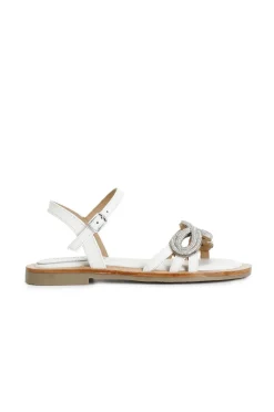 sandali gilda in nappa con accessorio strass bianco