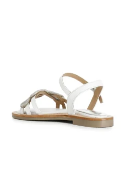 sandali gilda in nappa con accessorio strass bianco