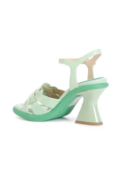 sandali gilda in pelle con accessorio anello verde