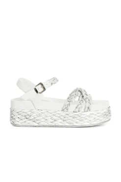 sandali gilda tre fasce rafia e strass bianco