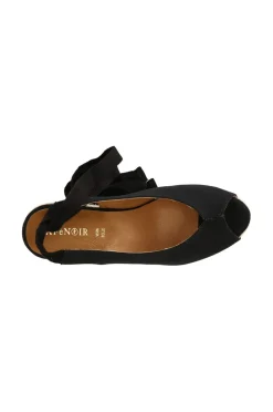 sandali in canvas su zeppa in corda nero